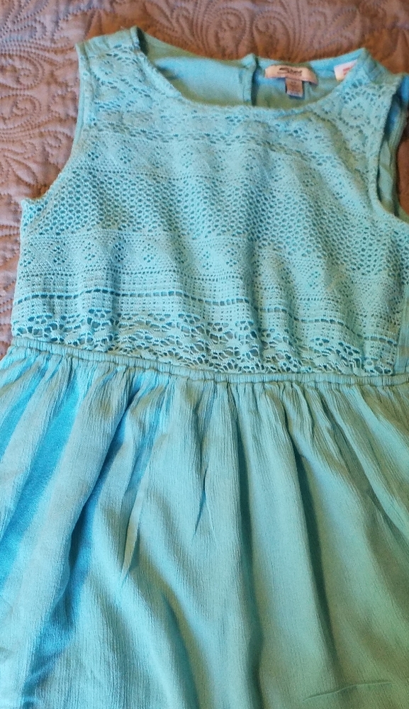 Turquoise girls/teen short sleeveless dress or top